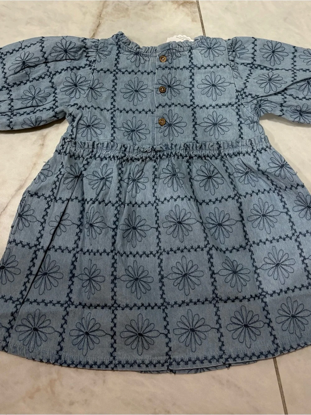Mud Pie Blue Floral Grid Dress for Girls